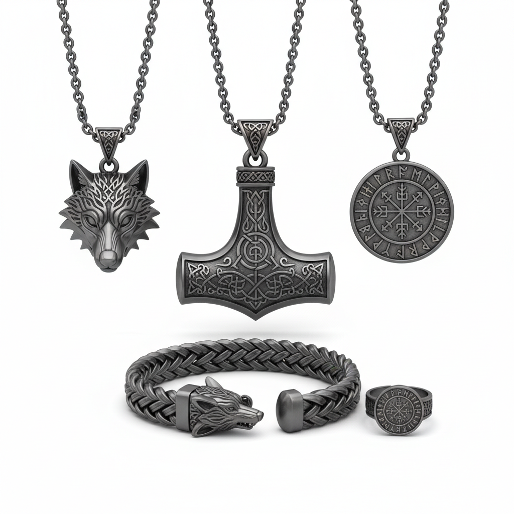 Viking jewelry for men — Norse necklace titanium steel pendant USA