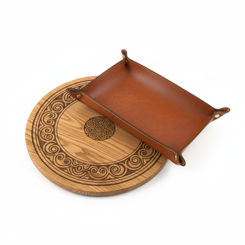 Premium Wood & Leather Engraved