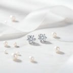 0.5 Carat Moissanite Stud Earrings – S925 Sterling Silver Six-Prong - Hadi Craft