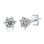 0.5 Carat Moissanite Stud Earrings – S925 Sterling Silver Six-Prong - Hadi Craft