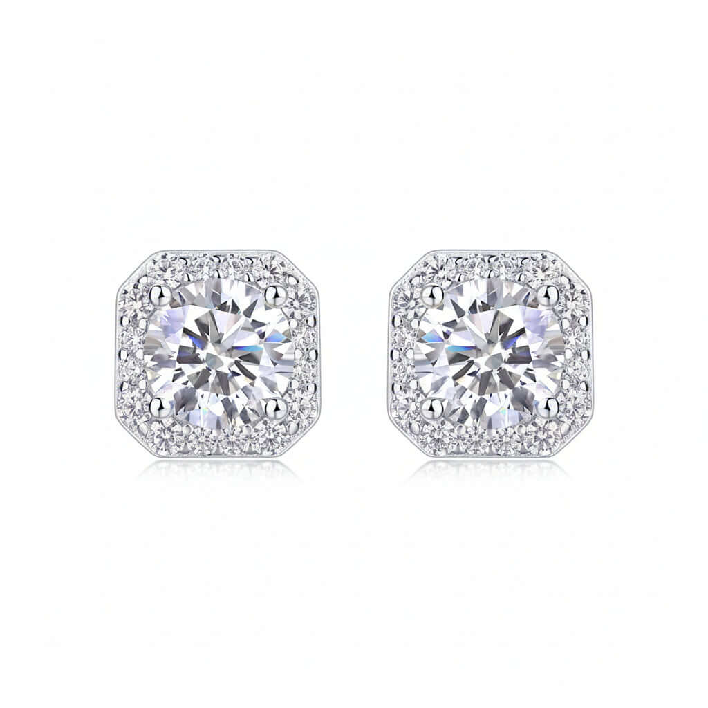1 Carat Heart Moissanite Stud Earrings – S925 Sterling Silver - Hadi Craft