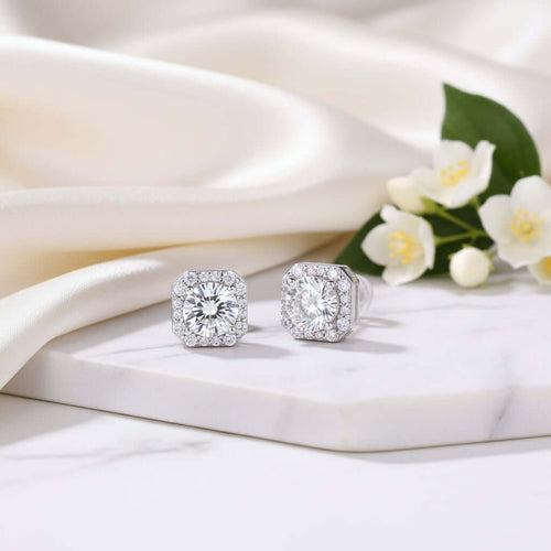 1 Carat Heart Moissanite Stud Earrings – S925 Sterling Silver - Hadi Craft