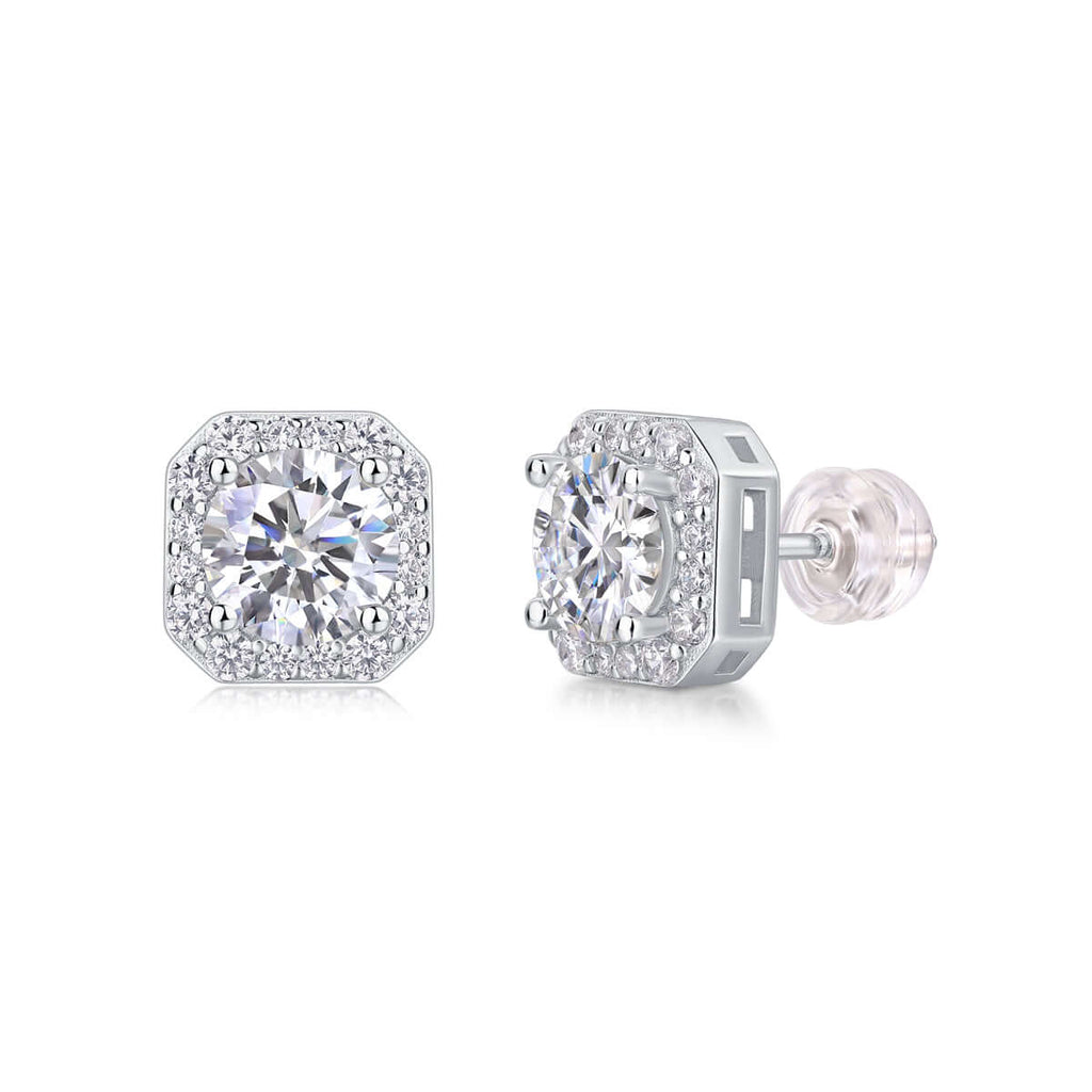1 Carat Heart Moissanite Stud Earrings – S925 Sterling Silver - Hadi Craft