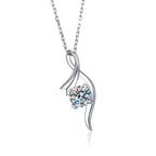 1 Carat Moissanite Diamond Necklace – 925 Sterling Silver Four-Prong Pendant - Hadi Craft