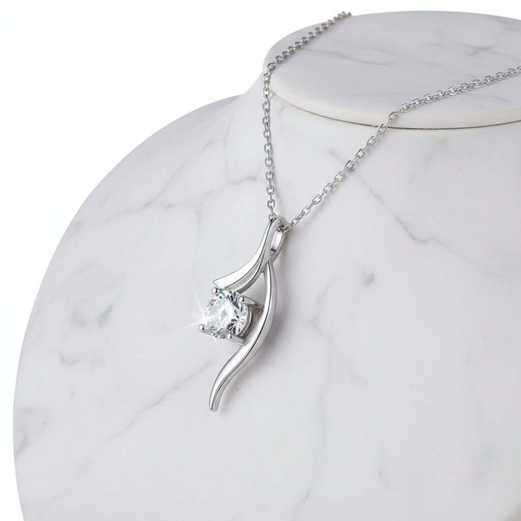 1 Carat Moissanite Diamond Necklace – 925 Sterling Silver Four-Prong Pendant - Hadi Craft