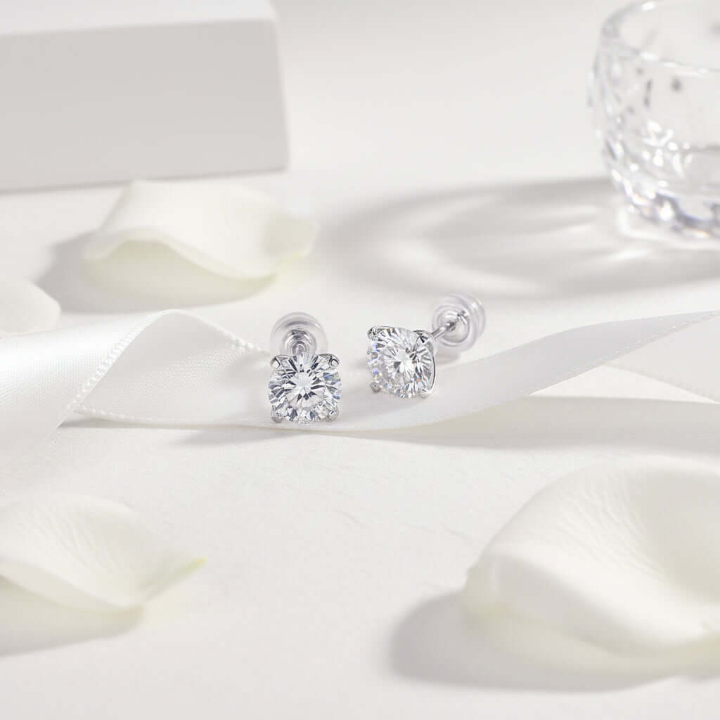 1 Carat Moissanite Stud Earrings - Hadi Craft USA