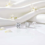 1 Carat Moissanite Stud Earrings – S925 Sterling Silver Six-Prong - Hadi Craft