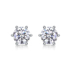 1 Carat Moissanite Stud Earrings – S925 Sterling Silver Six-Prong - Hadi Craft