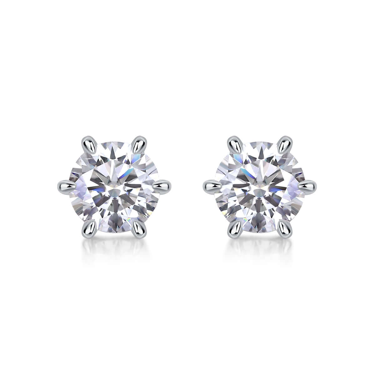 1 Carat Moissanite Stud Earrings – S925 Sterling Silver Six-Prong - Hadi Craft