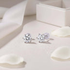 1 Carat Moissanite Stud Earrings – S925 Sterling Silver Six-Prong - Hadi Craft