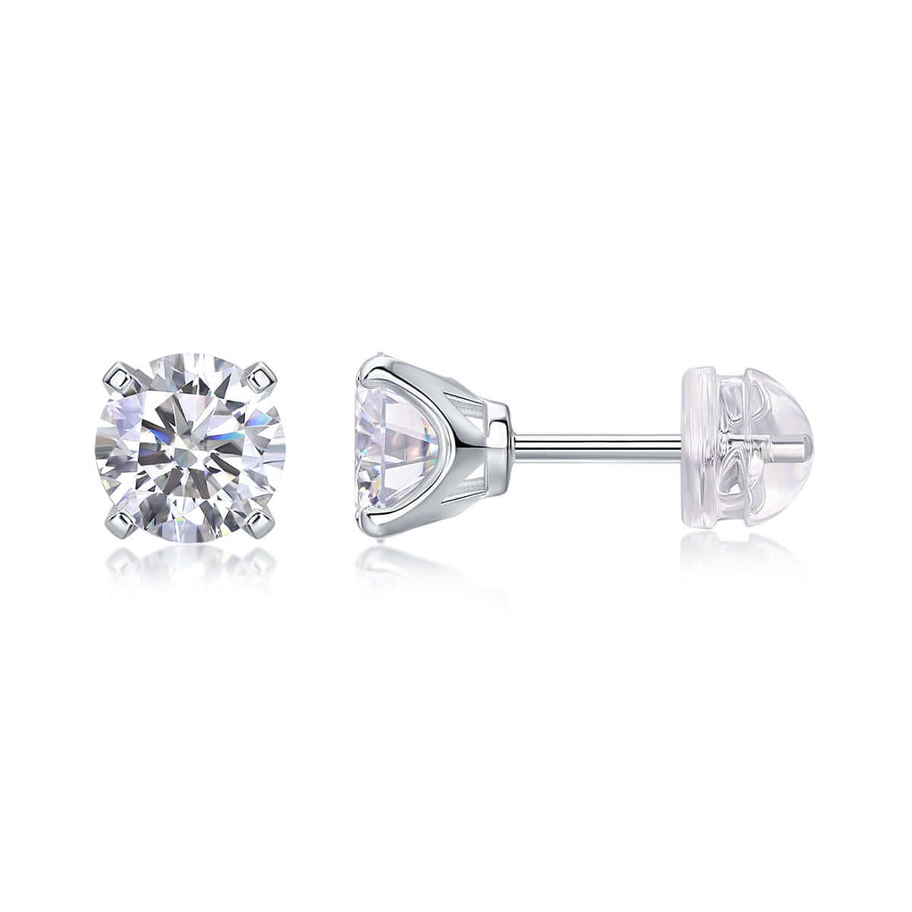 1 Carat Moissanite Stud Earrings – S925 Sterling Silver - Hadi Craft