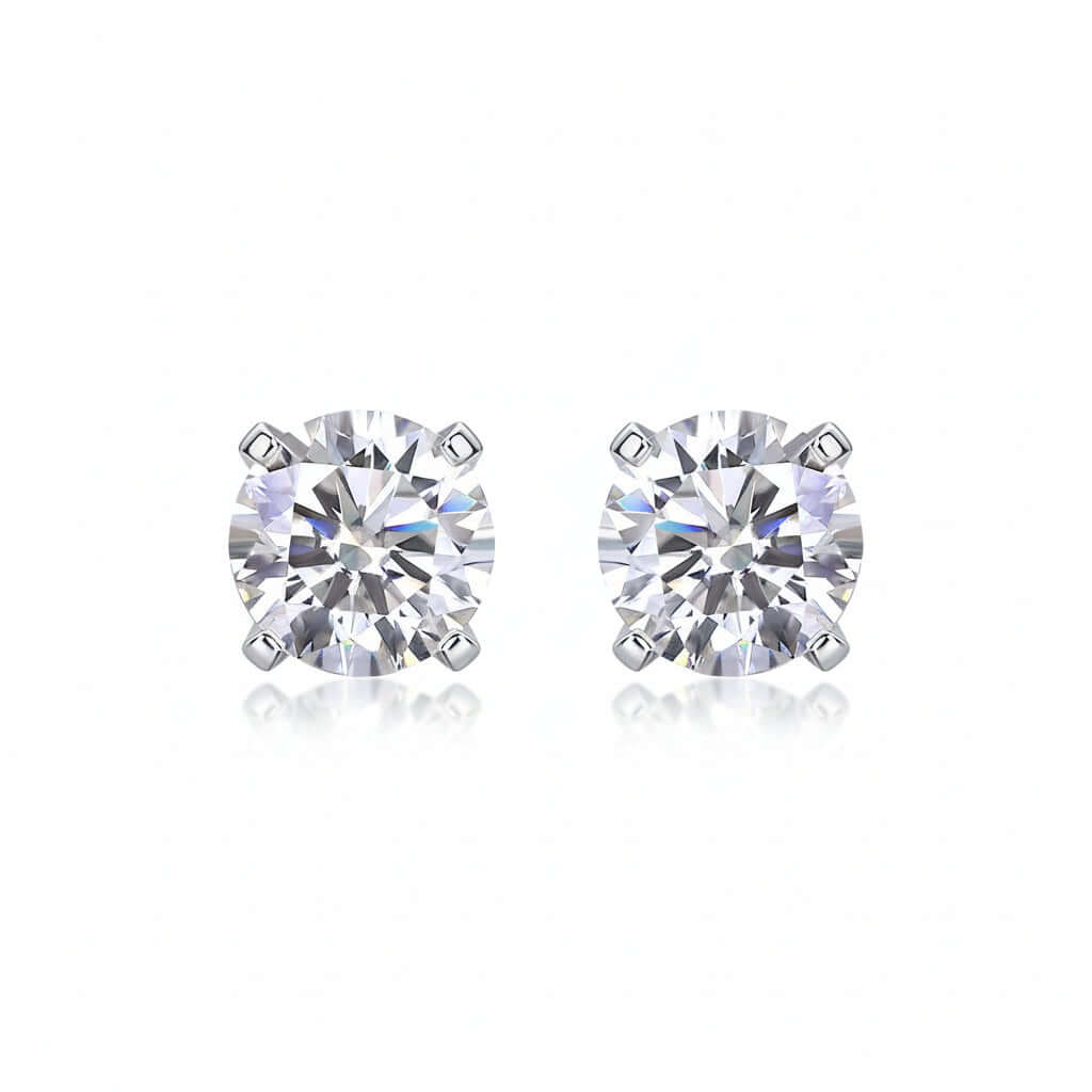 1 Carat Moissanite Stud Earrings – S925 Sterling Silver - Hadi Craft