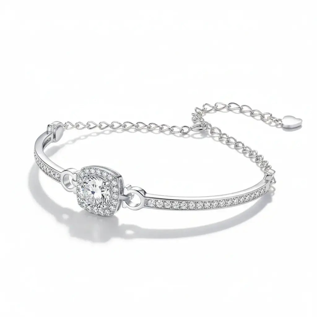 1 Carat Moissanite bracelet Square Bag Bracelet 925 Sterling - Hadi Craft