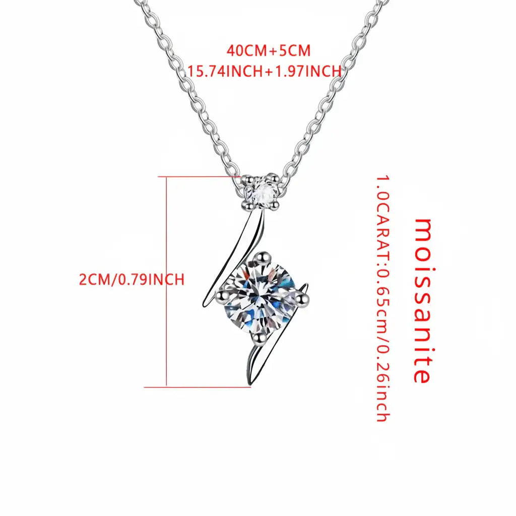 1 carat D color moissanite pendant necklace Elegant Jewelry - Hadi Craft