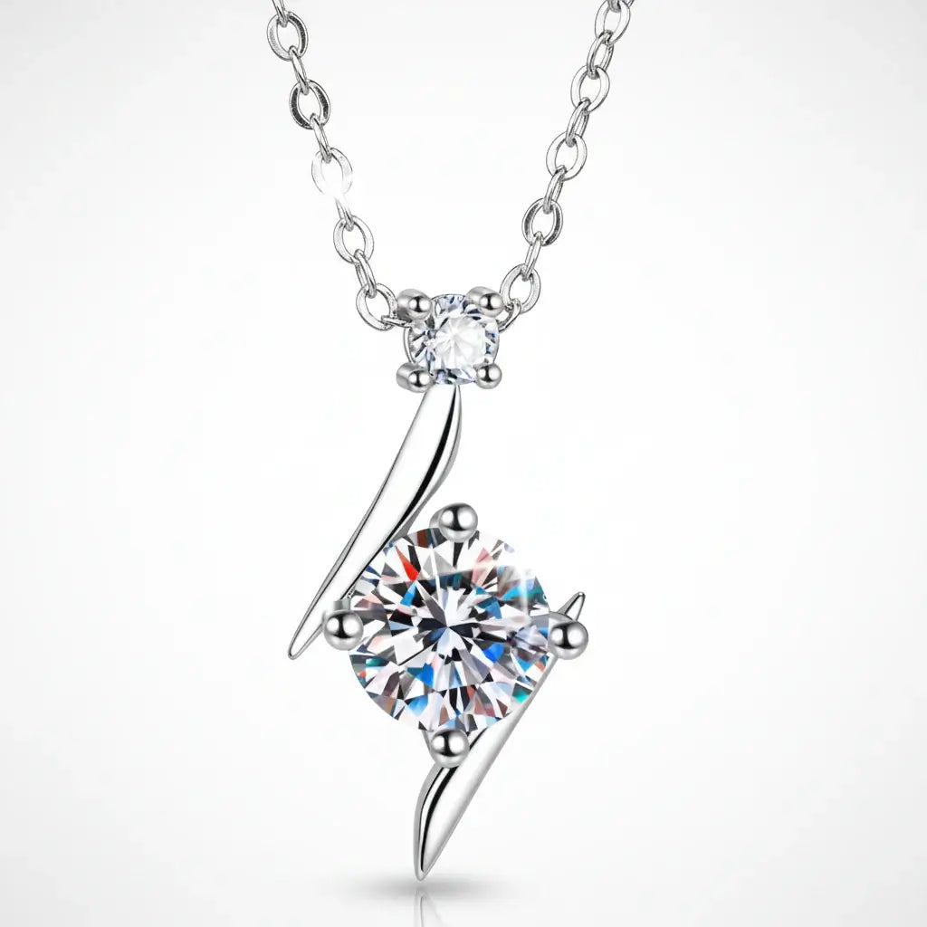 1 carat D color moissanite pendant necklace Elegant Jewelry - Hadi Craft