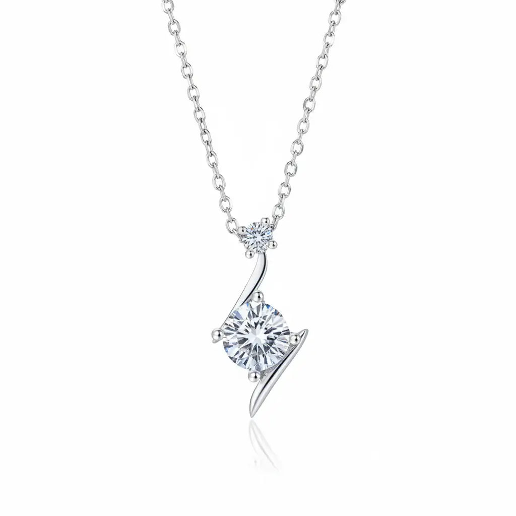 1 carat D color moissanite pendant necklace Elegant Jewelry - Hadi Craft