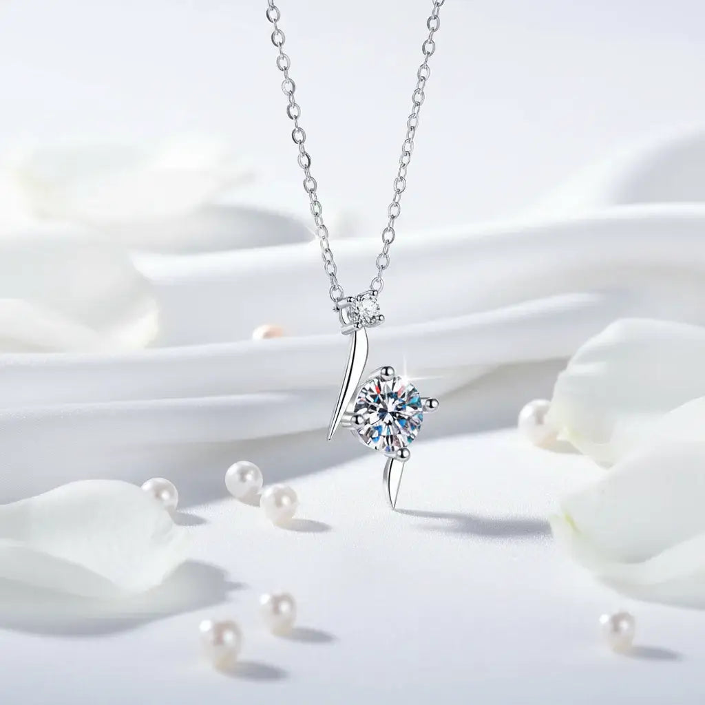 1 carat D color moissanite pendant necklace Elegant Jewelry - Hadi Craft