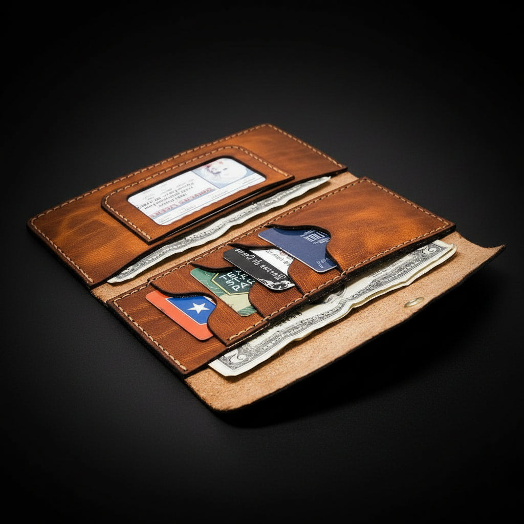 Sugar Land Leather Clutch Wallet for Women – Chestnut Brown | Handmade in USA