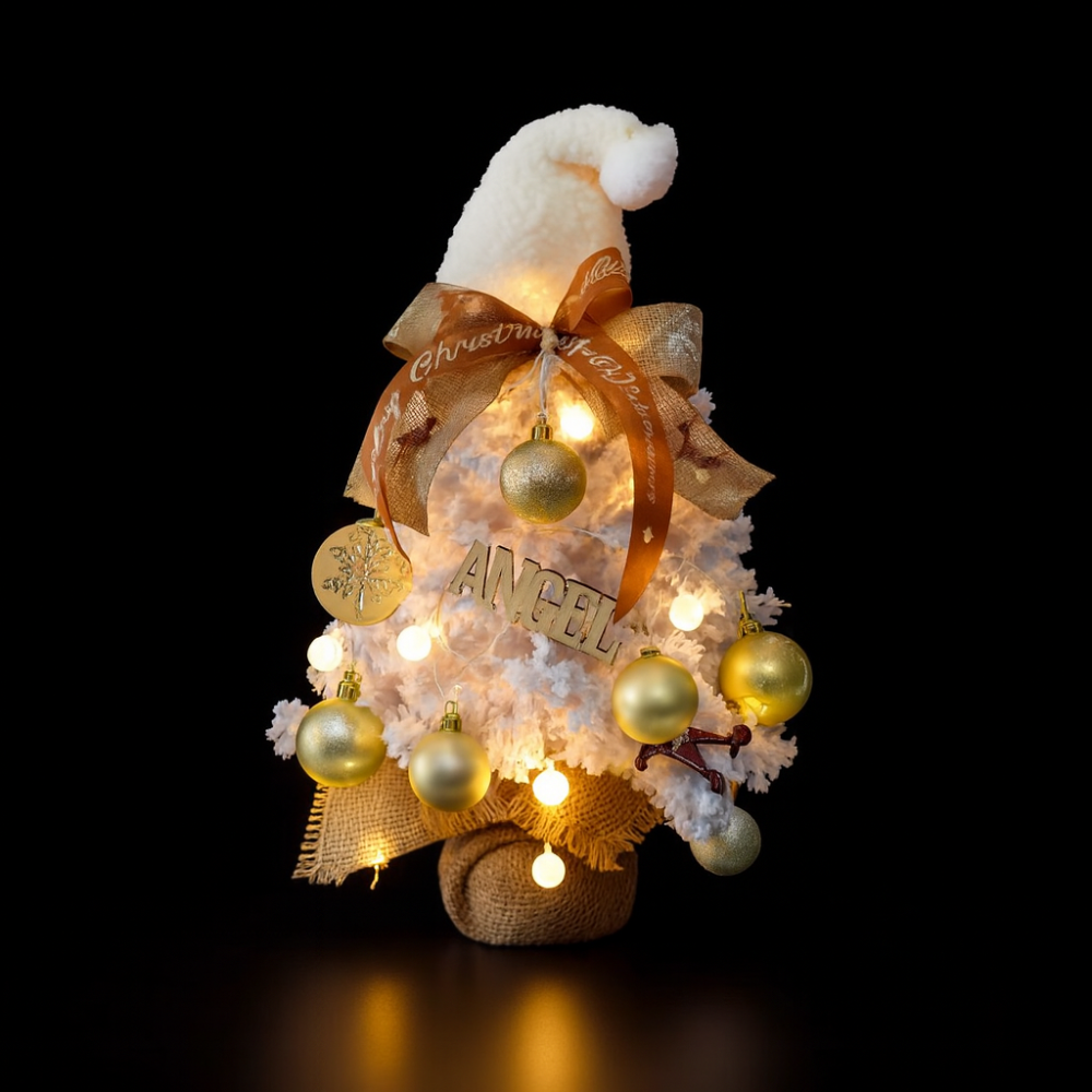 Pre-Lit Mini Tabletop Christmas Tree with Lights Artificial Pine Holiday Decor for Home, Office & Party