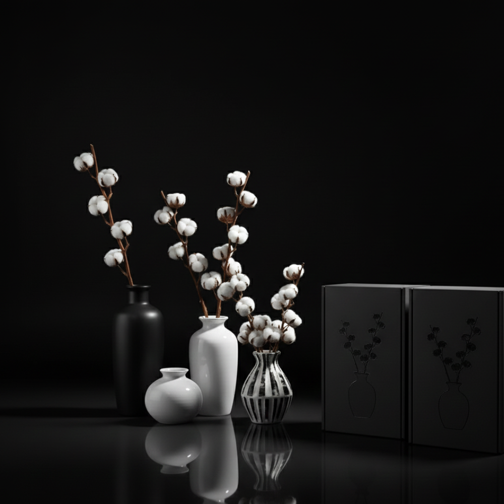 DomeStar 30pcs Natural Dried Cotton Stems 15" Real Cotton Bolls for Farmhouse Vase Decor