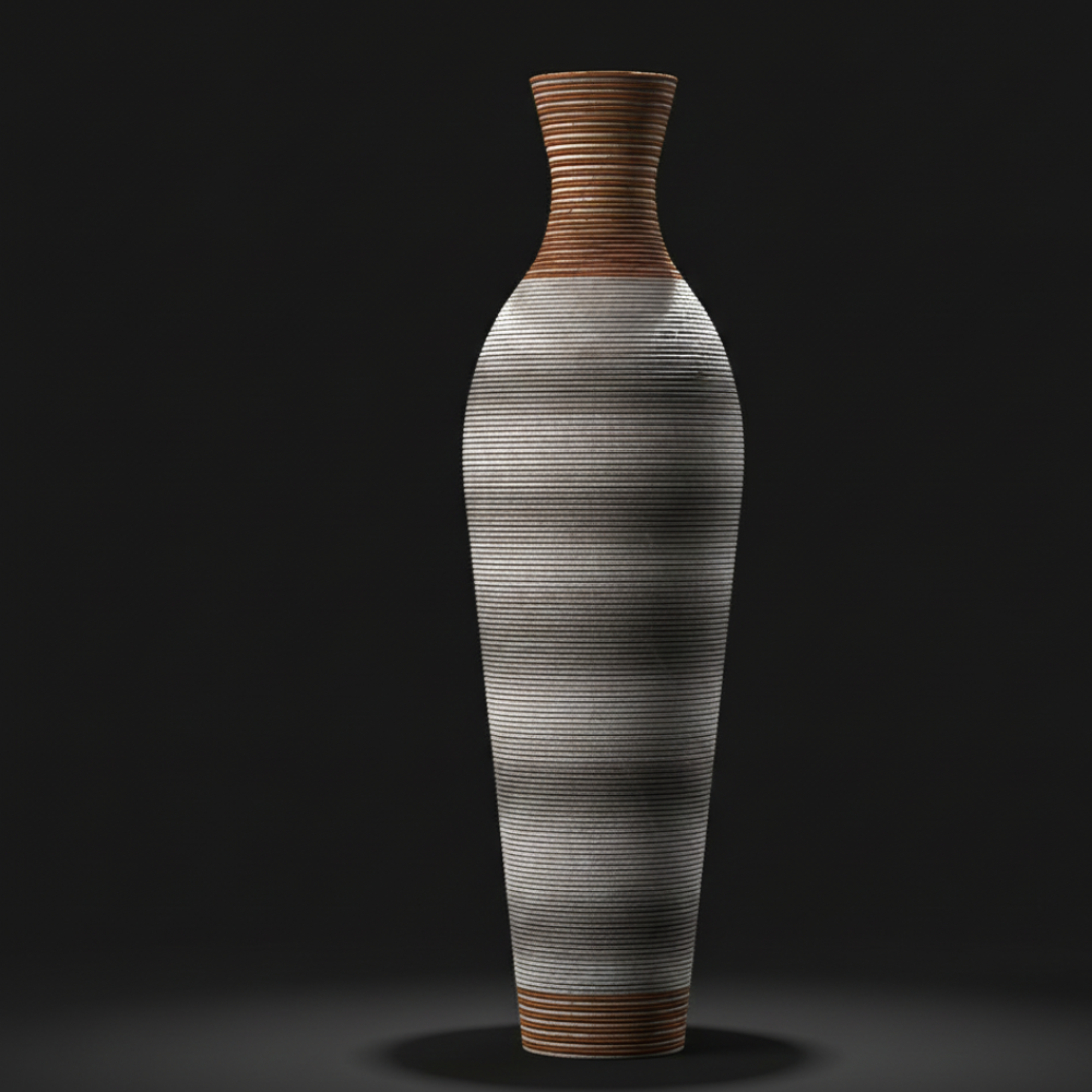 39" Tall Brown Artificial Rattan Floor Vase Decorative Flower Holder for Living Room & Entryway