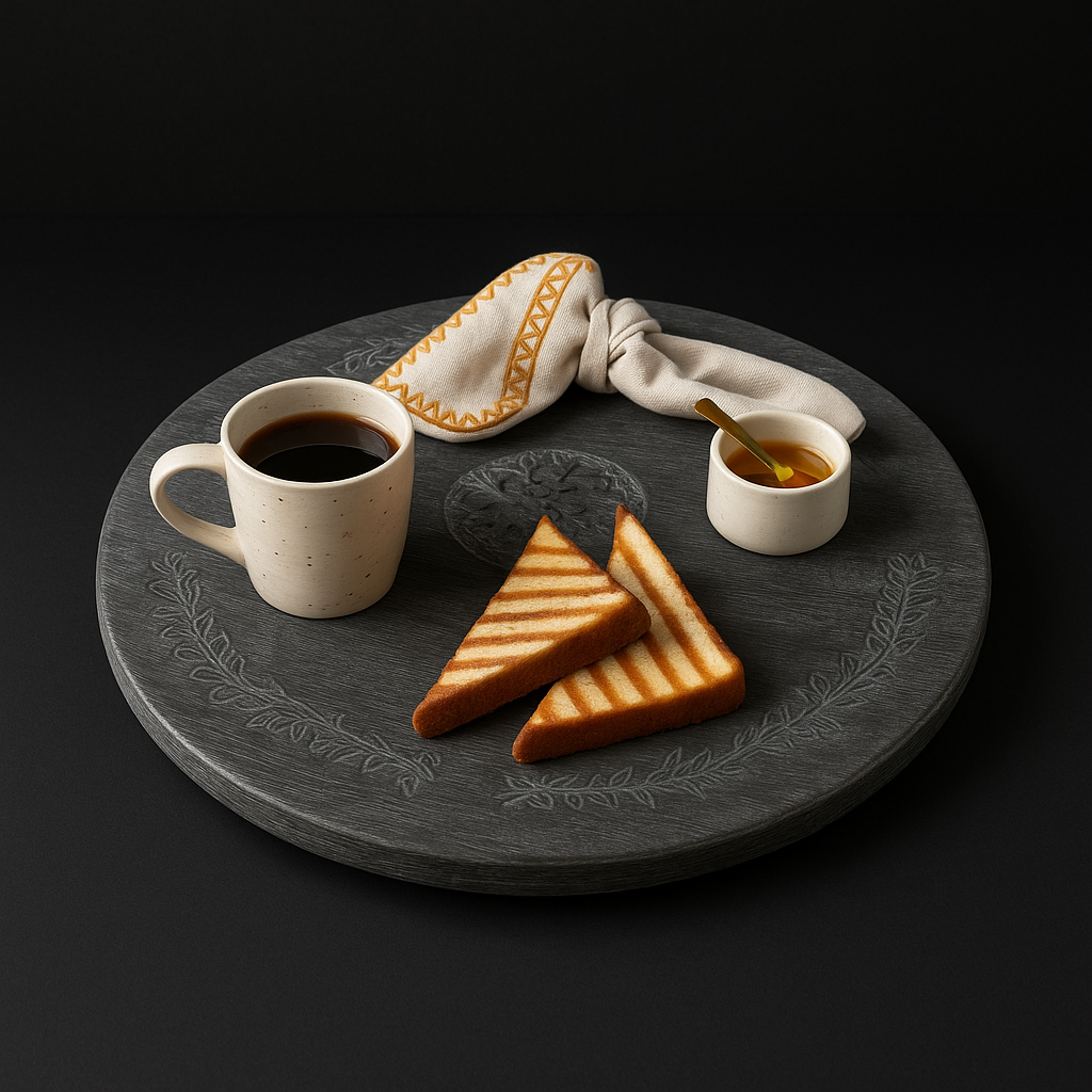 Sustainable Mango Wood Serving Tray with Lazy Susan – Handmade Acacia Breakfast Tray