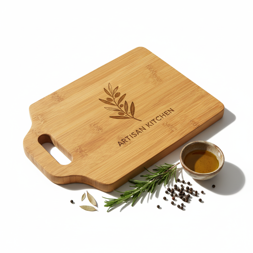 11" x 7" Bamboo Cutting Board with Handle & Custom Personalized Engraving
