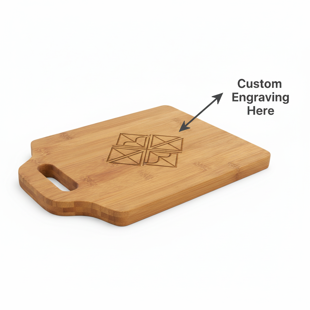 11" x 7" Bamboo Cutting Board with Handle & Custom Personalized Engraving