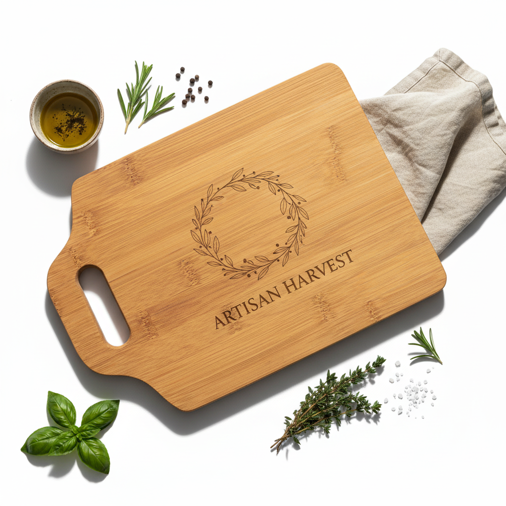 11" x 7" Bamboo Cutting Board with Handle & Custom Personalized Engraving