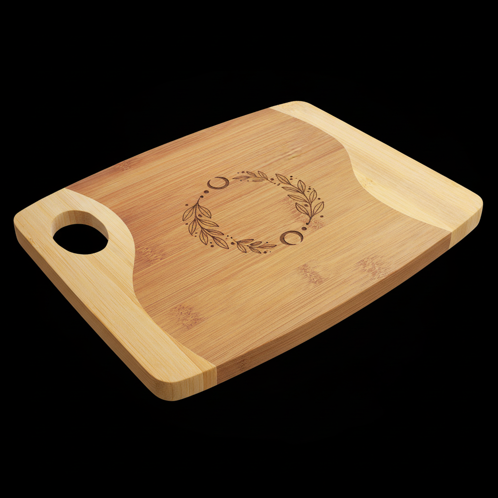 11x9 Bamboo Two-Tone Cutting Board with Handle – Handmade Serving & Charcuterie Board