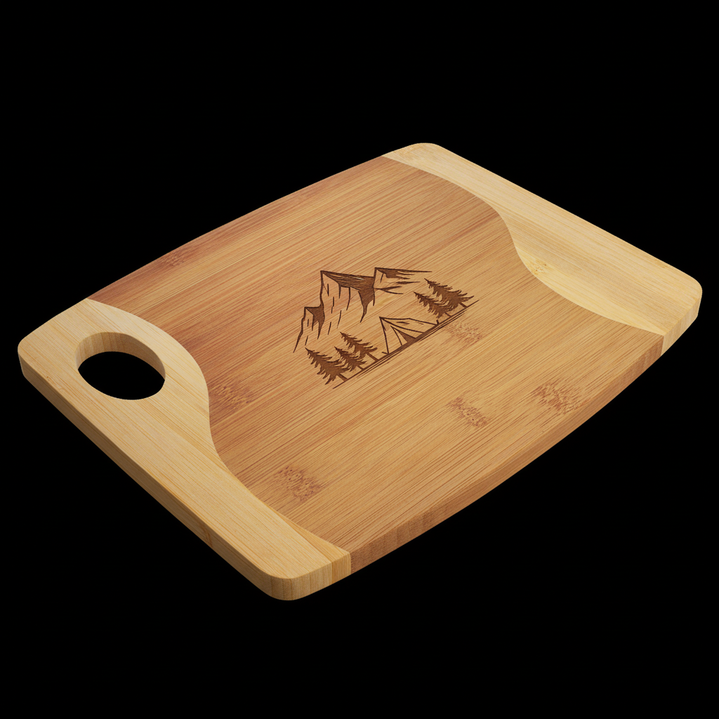 11x9 Bamboo Two-Tone Cutting Board with Handle – Handmade Serving & Charcuterie Board