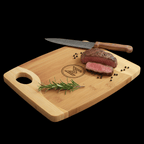 11x9 Bamboo Two-Tone Cutting Board with Handle – Handmade Serving & Charcuterie Board - Hadi Craft