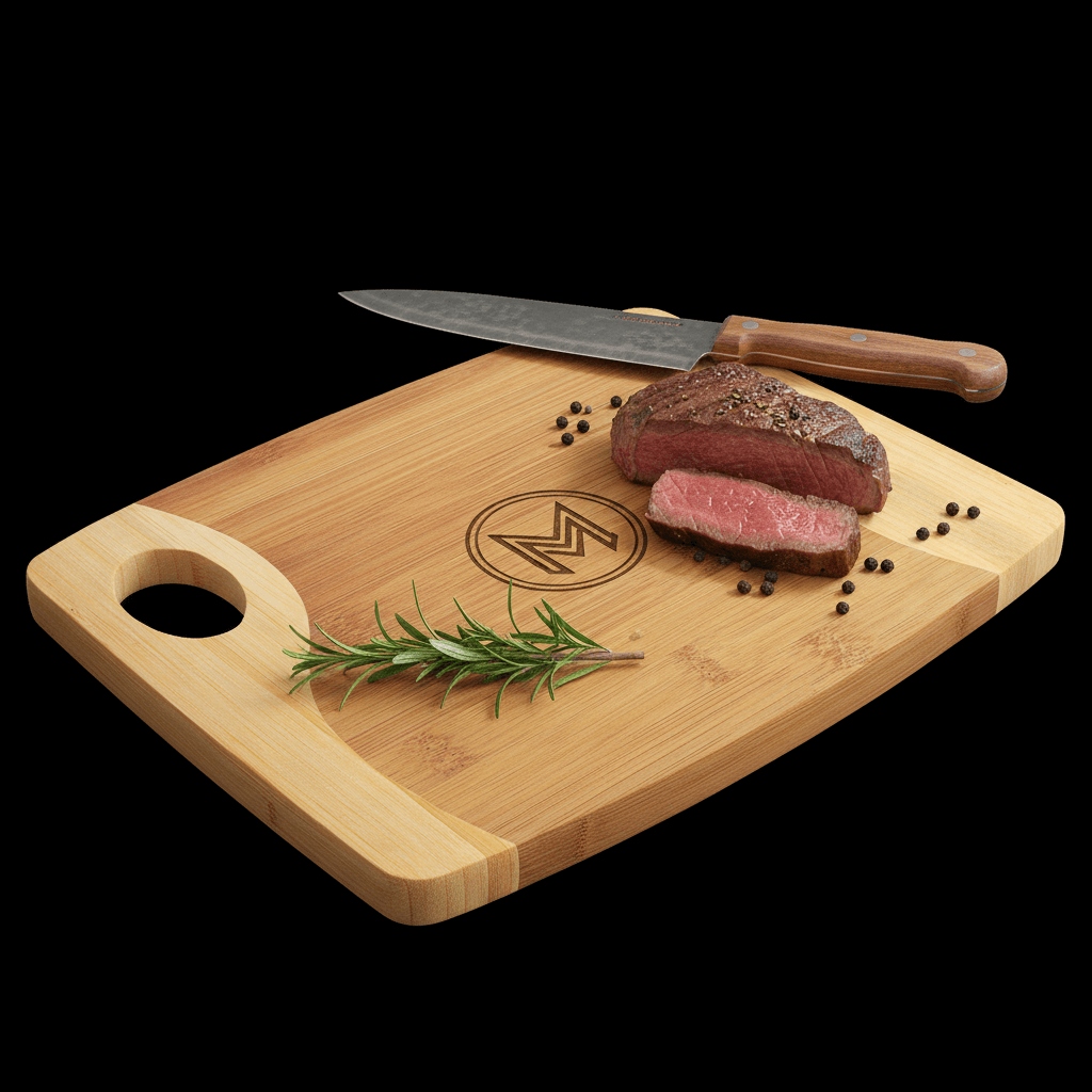 11x9 Bamboo Two-Tone Cutting Board with Handle – Handmade Serving & Charcuterie Board - Hadi Craft