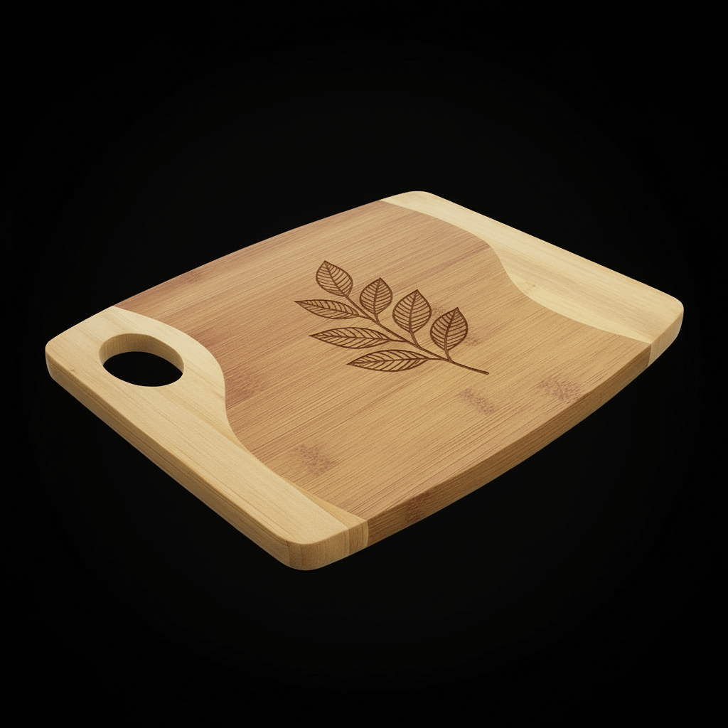 11x9 Bamboo Two-Tone Cutting Board with Handle – Handmade Serving & Charcuterie Board - Hadi Craft
