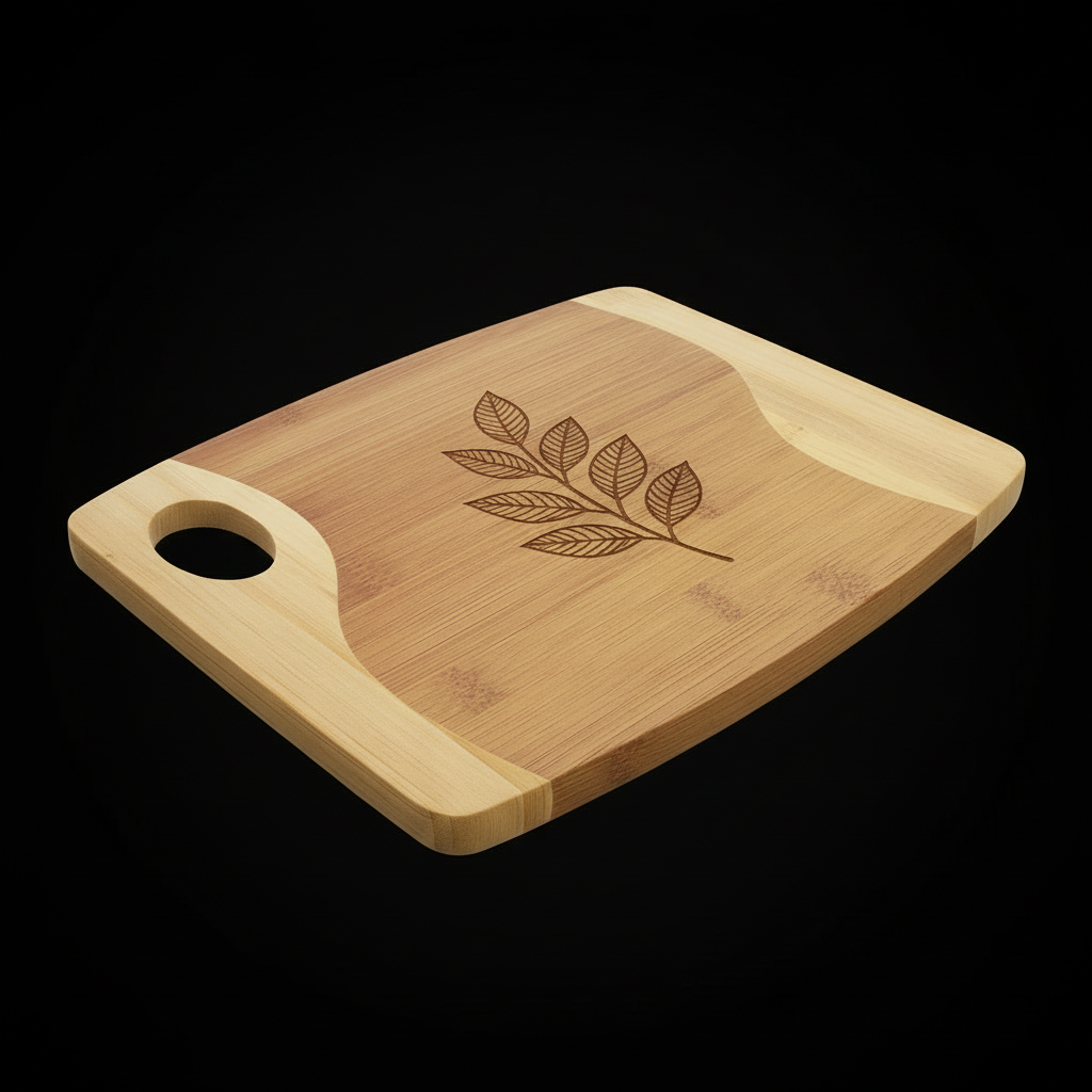 11x9 Bamboo Two-Tone Cutting Board with Handle – Handmade Serving & Charcuterie Board