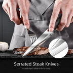 13-Piece Stainless Steel Steak Knife Set with Marble-Pattern Handles - Hadi Craft
