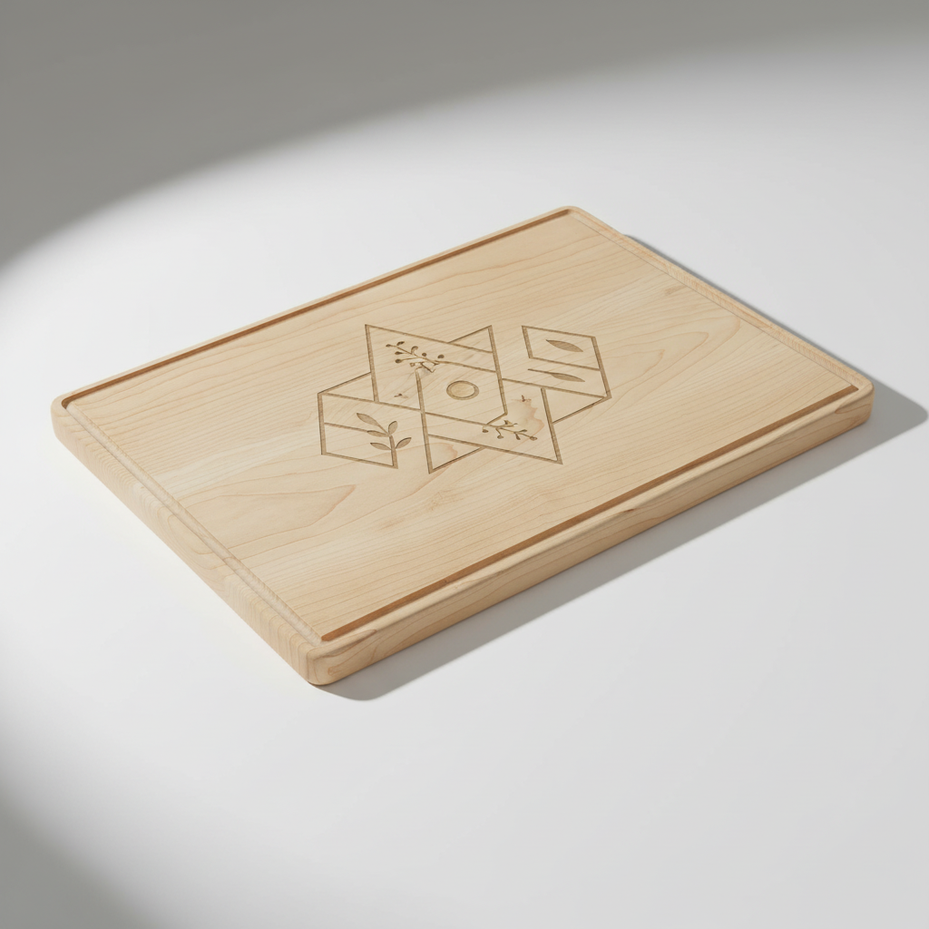 13 3/4" x 9 3/4" Maple Cutting Board with Drip Ring & Custom Personalized Engraving