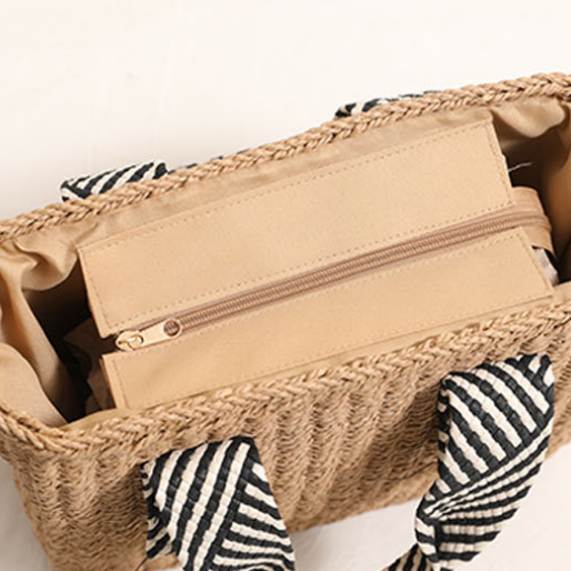 Handheld Straw Bag Square Solid Color Crossbody Woven Bag