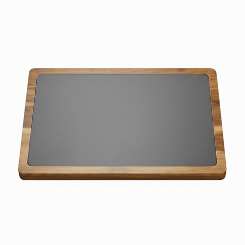 13x9 Acacia Wood & Slate Cutting Board – Handmade Charcuterie, Serving, and Engraving Board - Hadi Craft