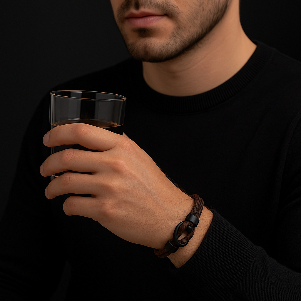 Brown Rope Bracelet – Men’s Minimalist Bracelet with Black Magnetic Clasp