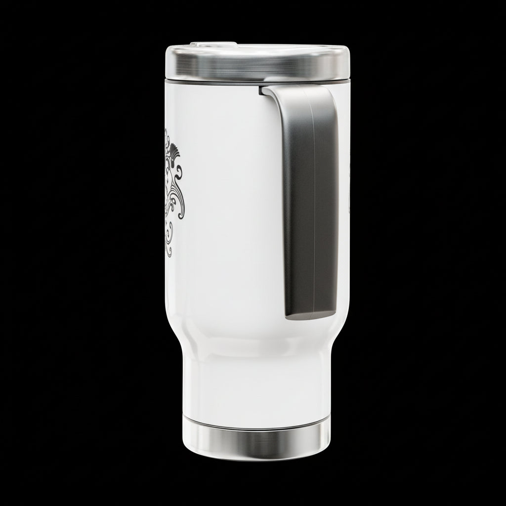 Horse Rider Travel Mug 14oz – Stainless Steel Insulated Tumbler with Handle | Spill-Resistant BPA-Free Mug for Equesestrians