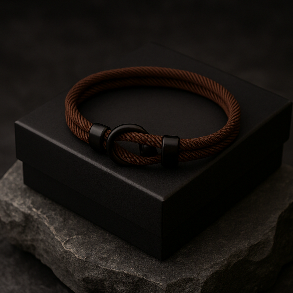 Brown Rope Bracelet – Men’s Minimalist Bracelet with Black Magnetic Clasp