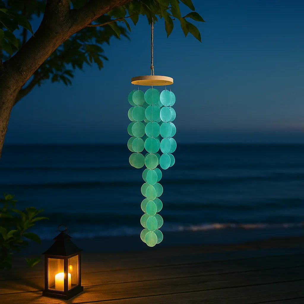 Home decor Wind Chimes for Outside, Handcrafted Blue Gradient Shells Hadi Craft