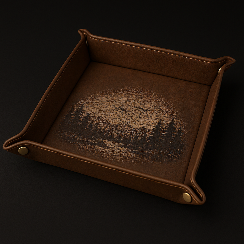 Leather Valet Folding tray customize laser engraving tray