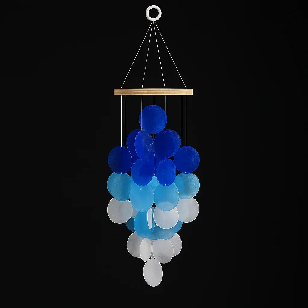 Home decor Wind Chimes for Outside, Handcrafted Blue Gradient Shells Hadi Craft