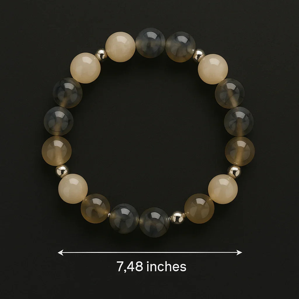 Handmade Natural white and agate stone Bead Bracelet Hadi Craft
