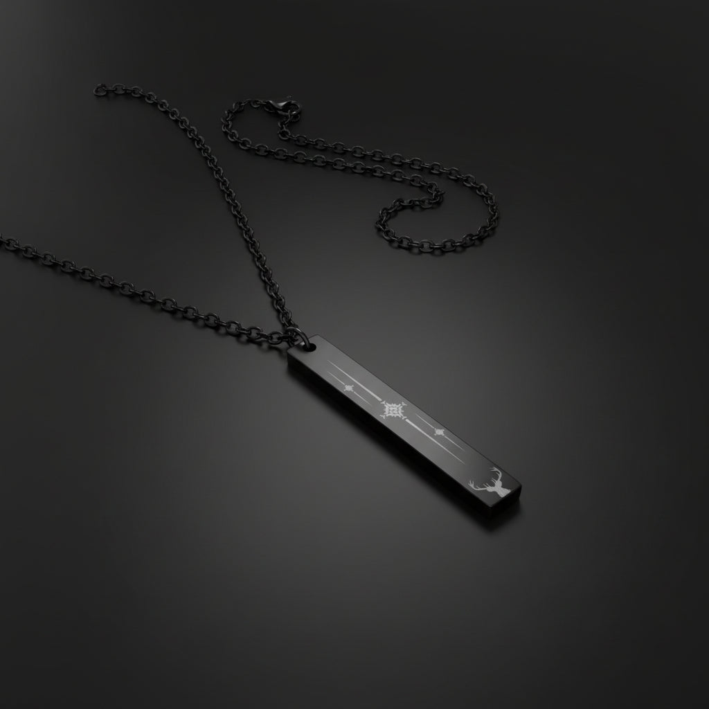 Engraved Vertical Bar Necklace – Minimalist Stainless Steel Geometric Pendant (18” Chain)