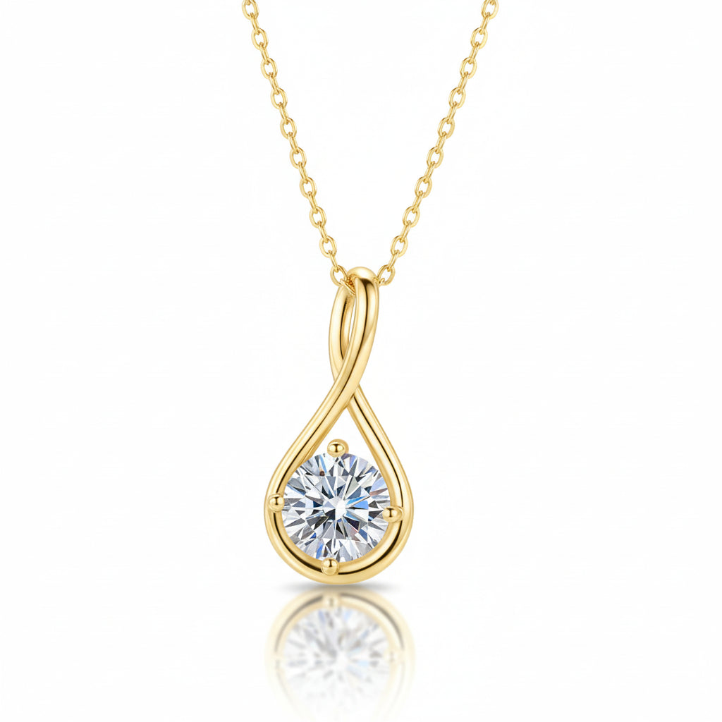 18K Gold Plated Moissanite Pendant Necklace Elegant Jewelry