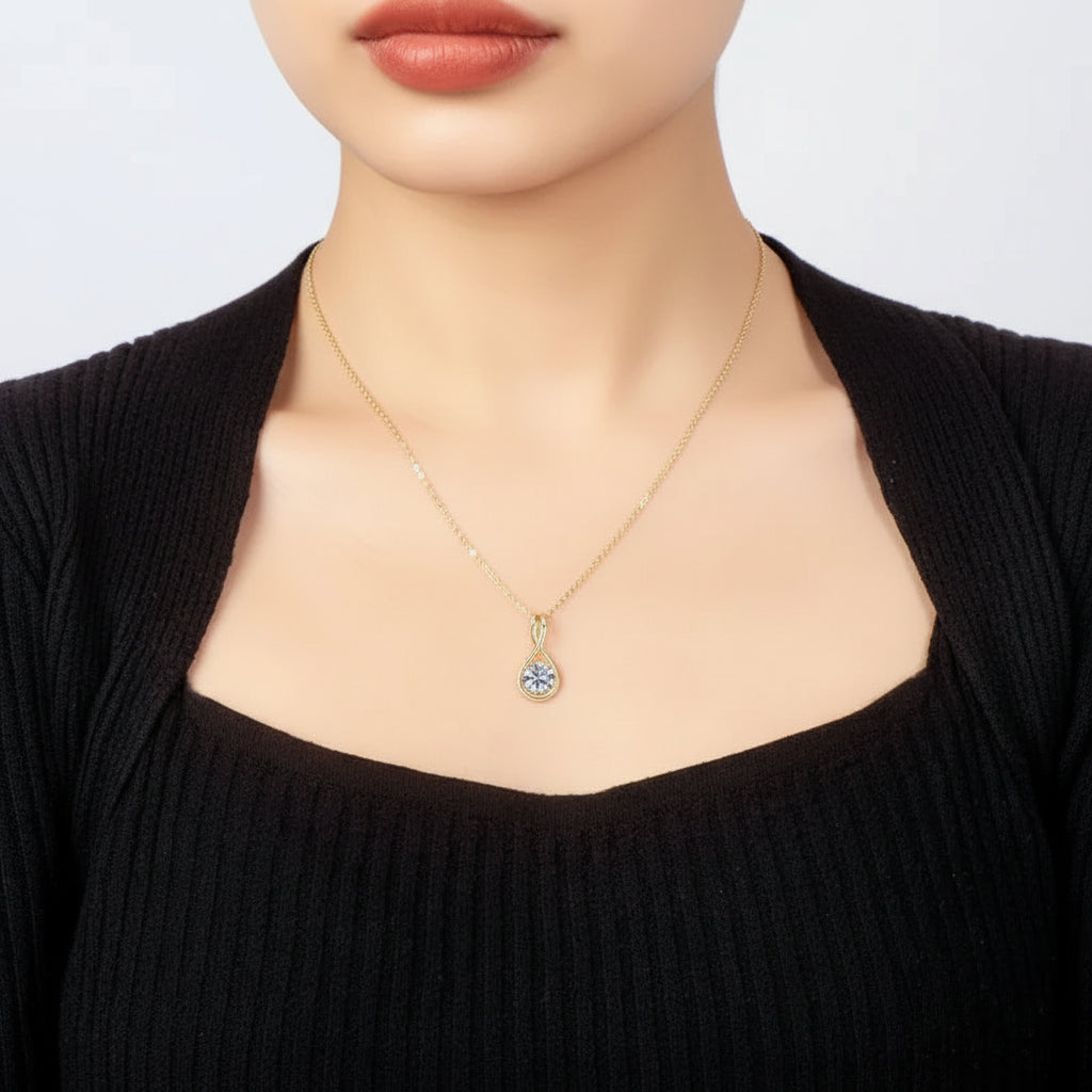 18K Gold Plated Moissanite Pendant Necklace Elegant Jewelry