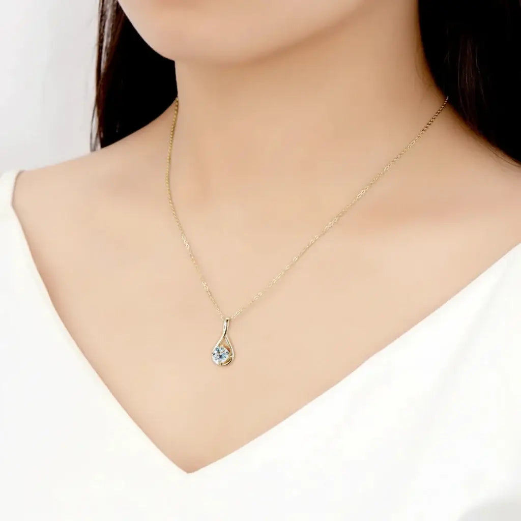 18K gold plated moissanite pendant necklace Classic Pendant Necklace - Hadi Craft